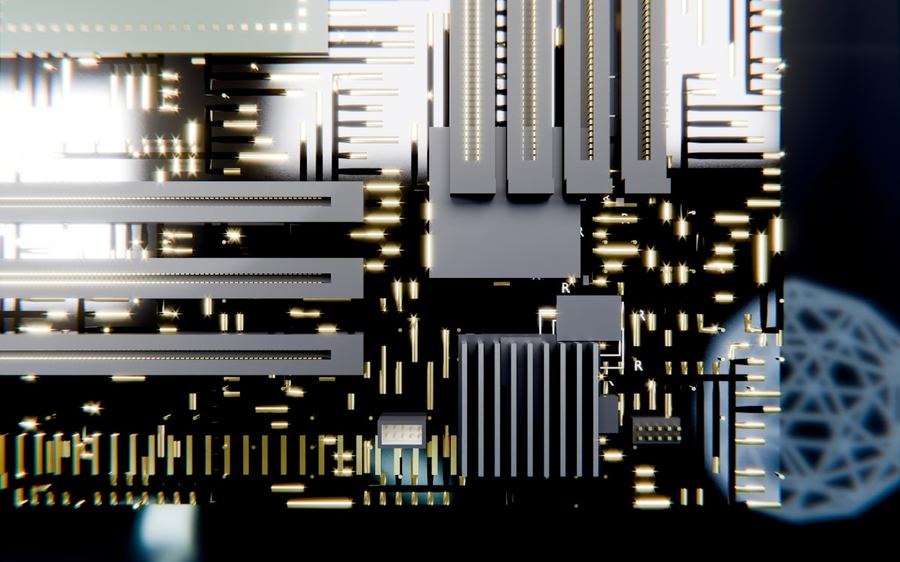 An abstract close view of chip architecture in high contrast